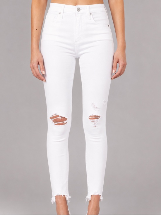 Abercrombie & Fitch Denim - Abercrombie & Fitch White Distressed Ultra High Rise Super Skinny Ankle Jeans